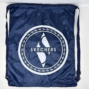 Skechers Nylon Drawstring Bag Gym Bag Navy Blue White Logo Backpack Day Pack